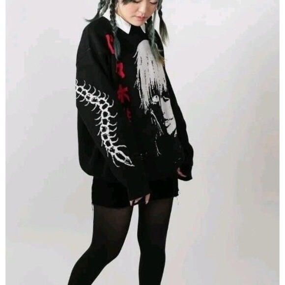 SORA Women's Size Medium Sweater Ken Kaneki Tokyo Ghoul Black White Red - Picture 1 of 12